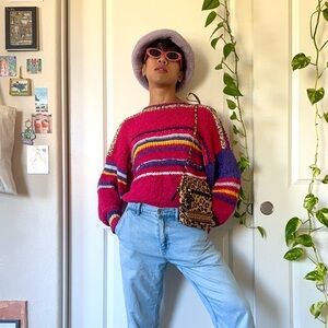 Vintage Hand-Knit Y2K Style Sweater